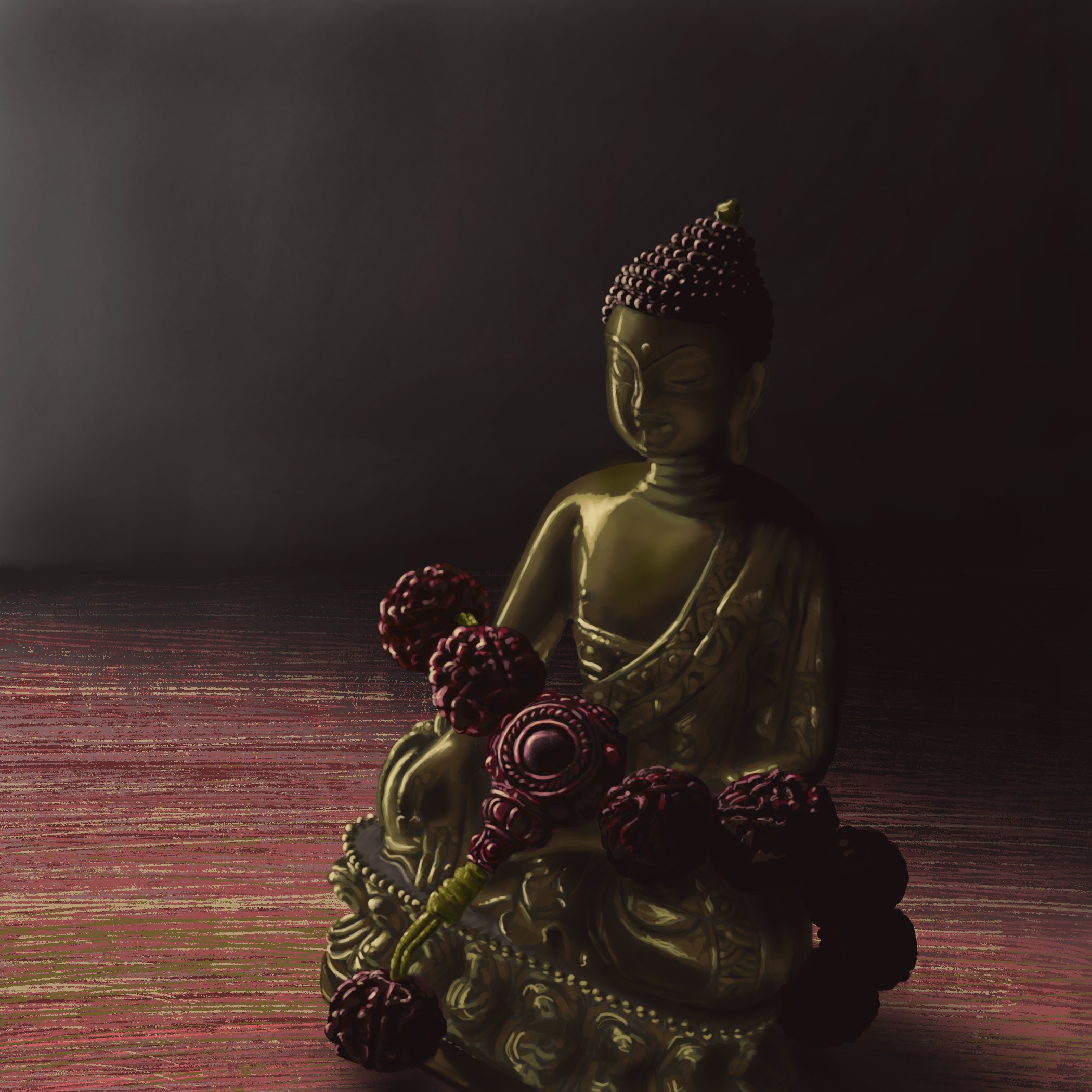 An illustration of Gautam Buddha's statue.