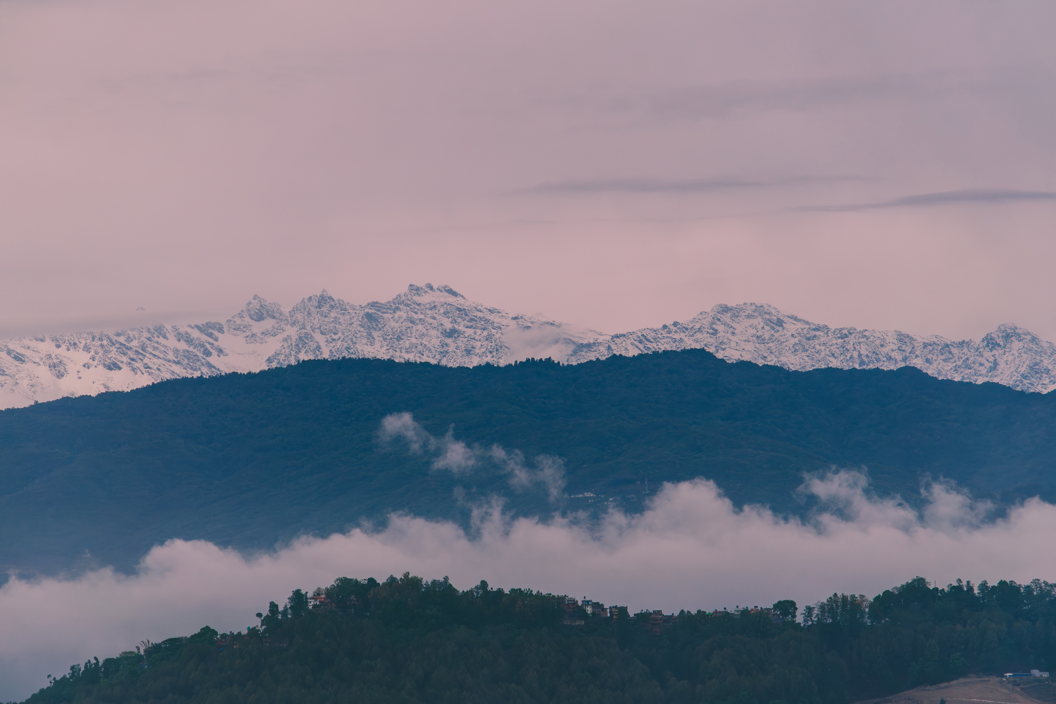 A view of the Himalya mountain range from my house in Nepal.